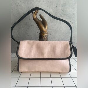 Lauren Ralph Lauren Pink canvas and Black leather Bag NWOT